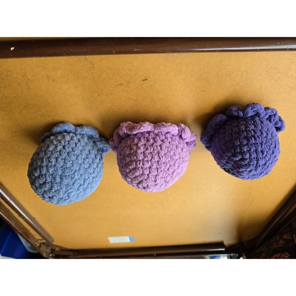 3 Handmade Octopus / Octopi Blue, Pink, Purple 4